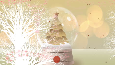 animación de nieve cayendo sobre el árbol de navidad