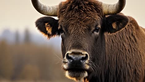 close up portrait of a brown bull