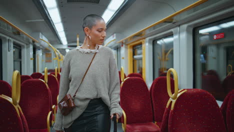 woman on a subway train