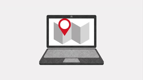 laptop with map and location pin