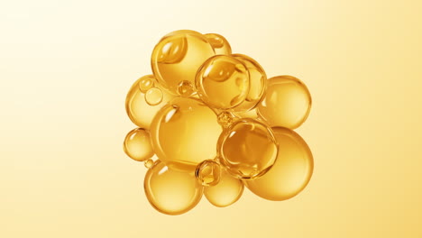 transparent golden liquid bubbles background, 3d rendering.