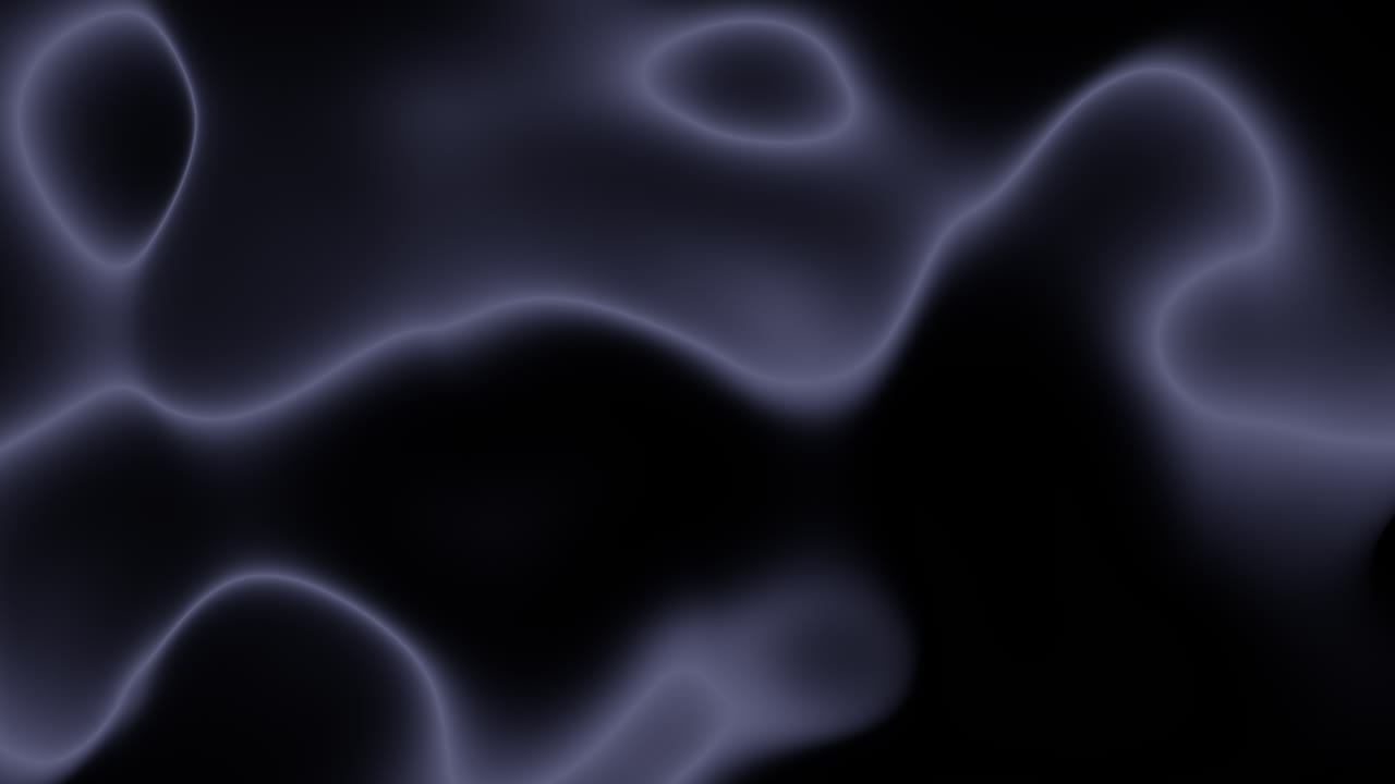 Abstract footage of soft glowing liquid waves and blurred plasma shapes drifting on a dark background, futuristic neon texture for technology, music, or UI backdrops