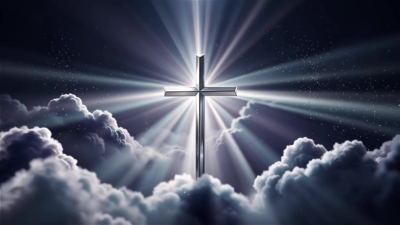 Christian Cross Heavenly Light Worship Background