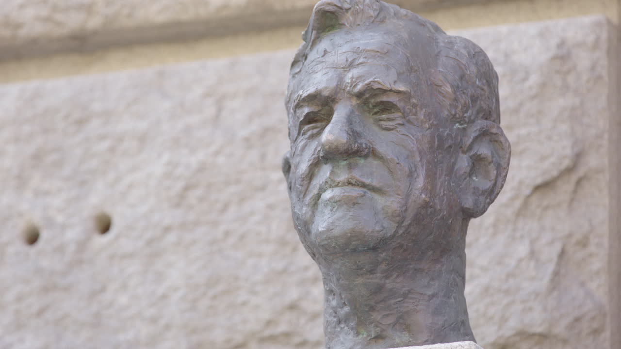 Close-up of a Bronze Bust Sculpture