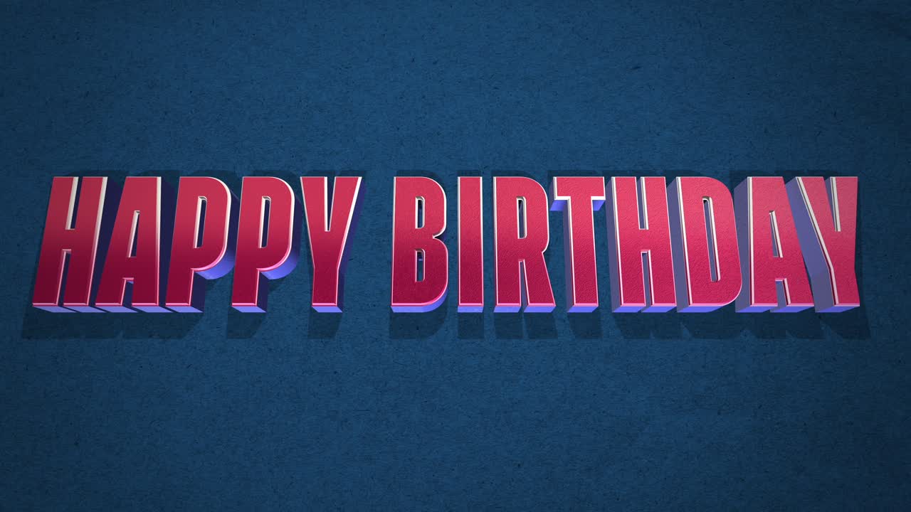 texto vibrante de feliz cumpleaños en 3d en fondo azul