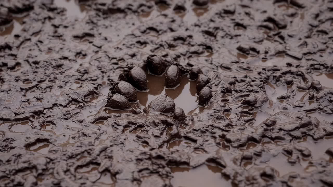 Animal Footprint in Muddy Ground