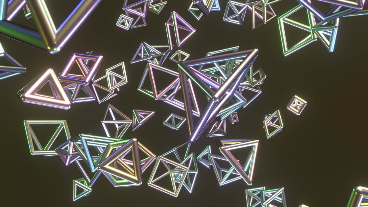 미래의 모양, 비행, 추상적인 물체의 애니메이션, 역동적인 기술 개념 배경.