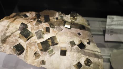 pyrite mineral display in edinburgh museum exhibit