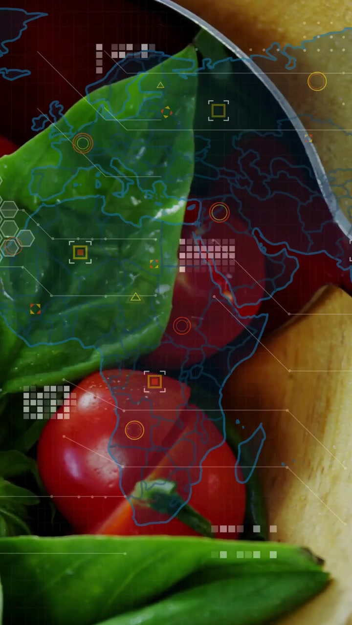 Video verticale: Bordo curvo che entra nell'inquadratura rivelando una ciotola di legno, overlay HUD che mostra la freschezza.