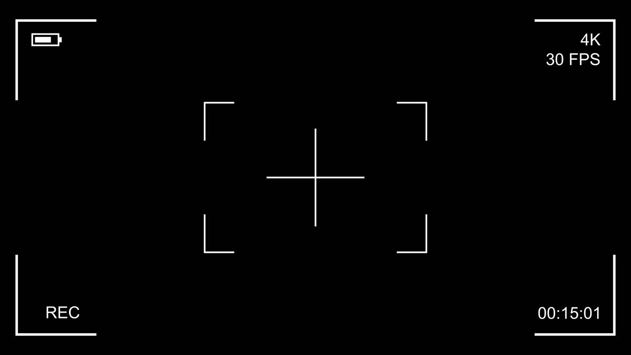 Camera Recording Viewfinder Interface Overlay on Black Screen