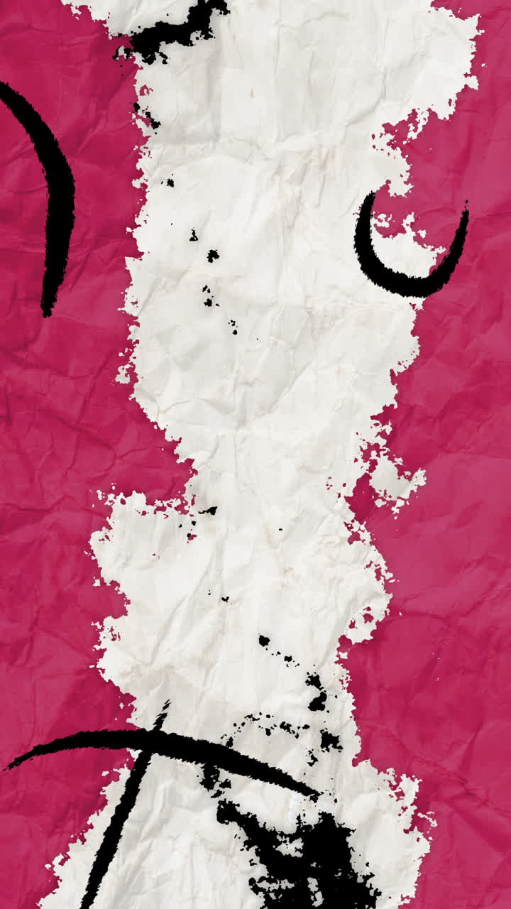 Animated Crumpled Paper Transition with Torn Edges and Pink Accents