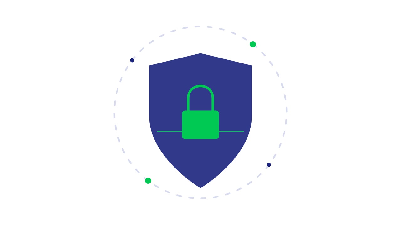 Animated Shield Icon with Scanning Line for Cybersecurity Concept