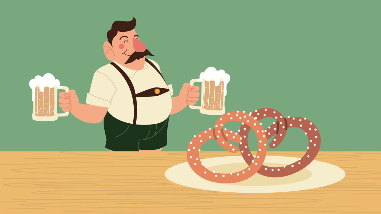 celebração do oktoberfest com cerveja e pretzels
