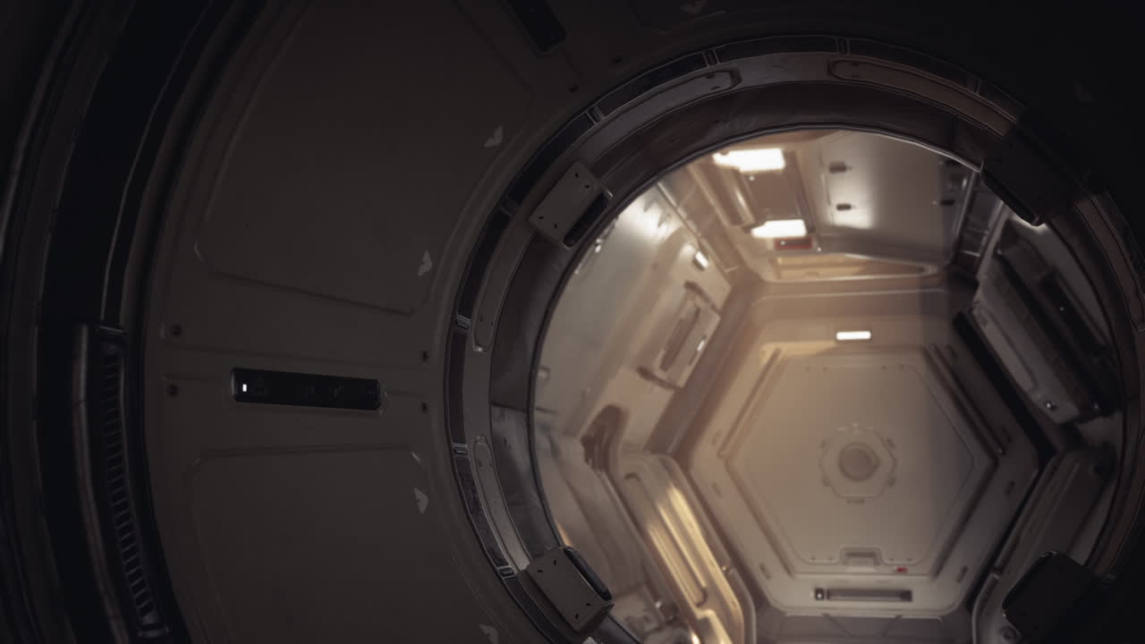 Exploring the advanced interior of a modern space station in low gravity