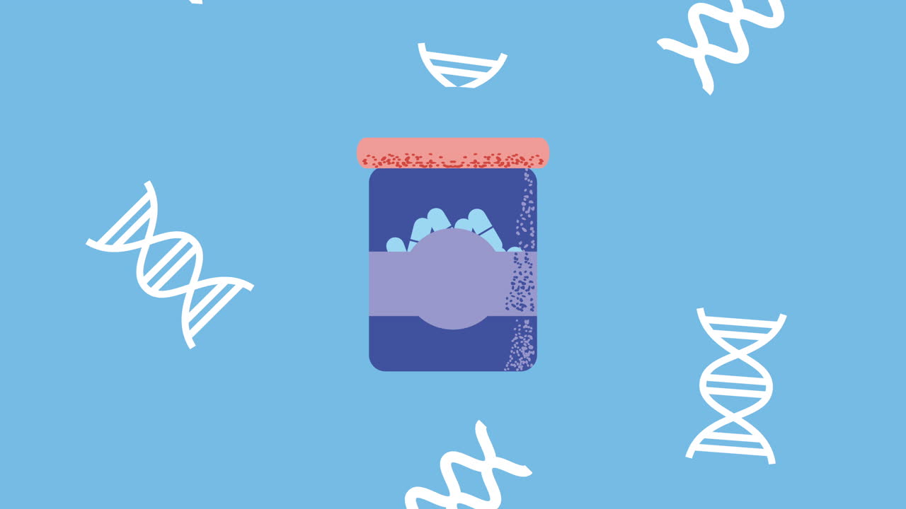 dna 배경과 함께 영양 보충제 항아리