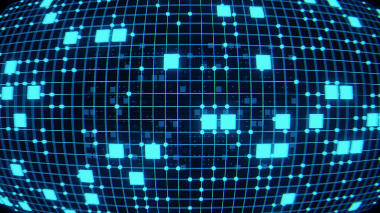 el vuelo de ciencia ficción de neón de alta tecnología a través de la red. las líneas de brillo de neón a la moda forman patrones. el espectáculo de láser vuela a través del ciberespacio tecnológico.