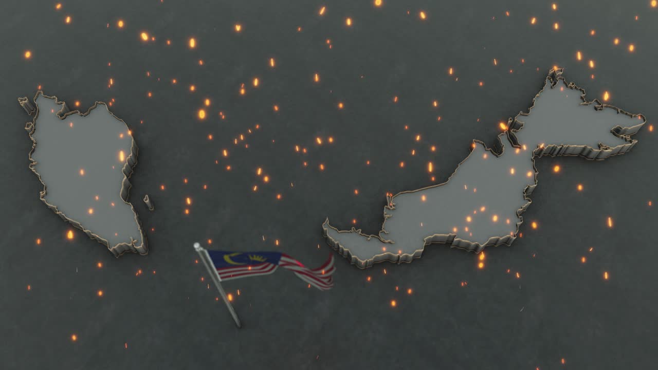 말레이시아 지도와 발 배경 4k