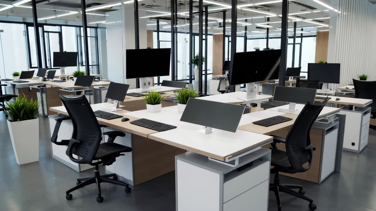 espacio de oficinas moderno vacío de planta abierta
