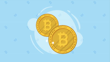 animación de la moneda criptográfica de los bitcoins dorados