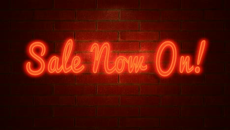 motion graphic: flickering neon "sale now on