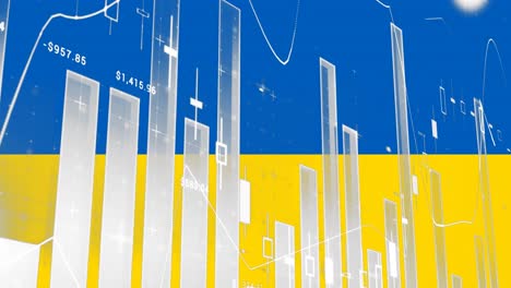 Animation-Von-Grafiken-Und-Finanzdaten-über-Der-Flagge-Der-Ukraine