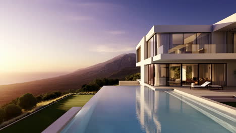 stunning modern villa with infinity pool and ocean sunset view