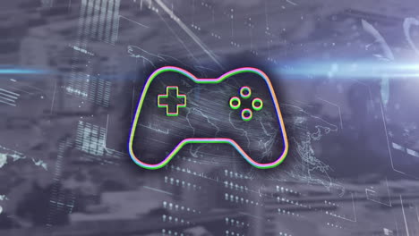 animación del controlador del panel de juego sobre el procesamiento de datos