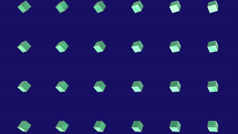 animation of green squares in purple background