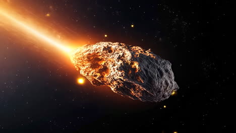 asteroid or comet trailing light through space