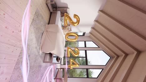 celebratory 2024 in a modern bedroom setting vertical