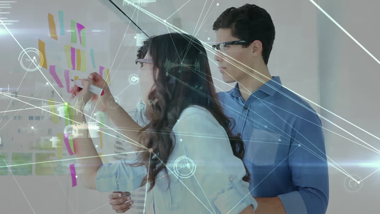 animación de la red de conexiones sobre las personas de negocios.