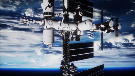estación espacial internacional en el espacio estrellado oscuro