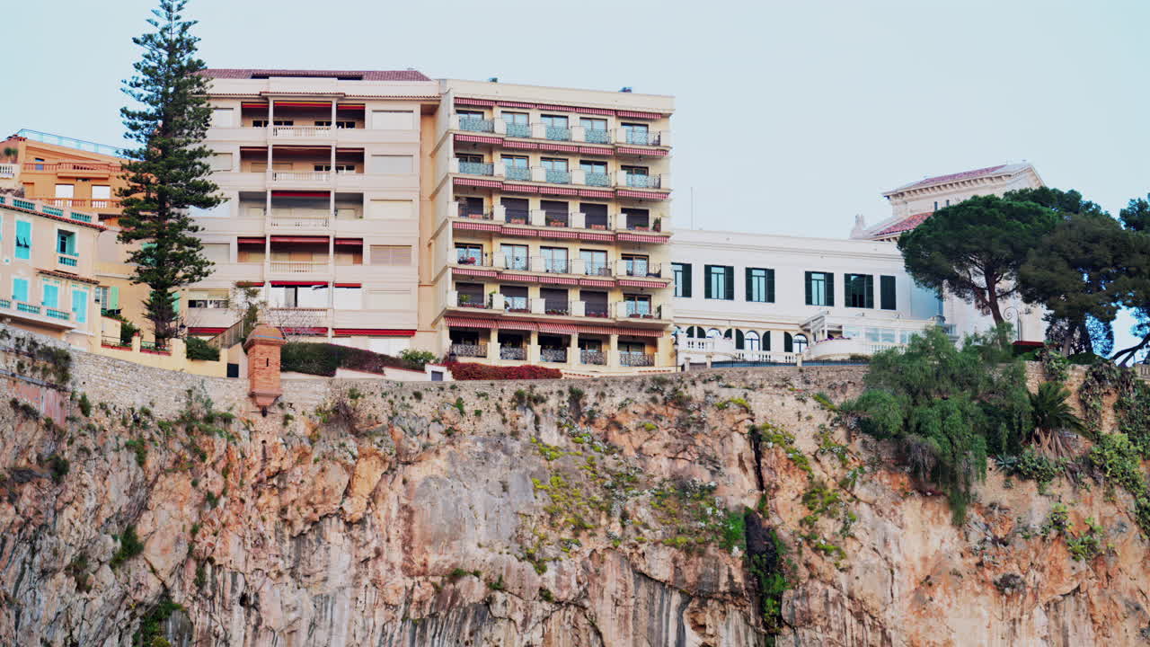 Distant view of the Prince's Palace of Monaco in daylight