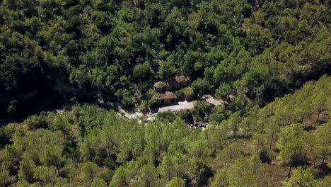 Aerial-view-of-ancient-wine-storage-in-Catalonia,-Spain,-Europ