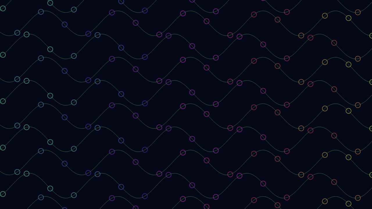 patrón de ondas con anillos de neón en degradado negro