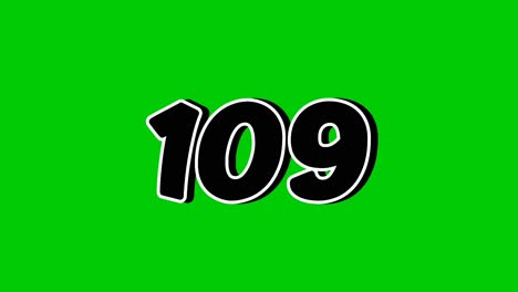 number 109 symbol sign animation motion graphics cartoon on green screen background. black color number reveal on smoke,for video number for video elements