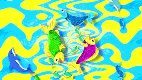 abstract animation with colored waves