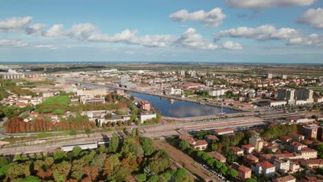 ravenna, italy, drone push in view of ponte mobile bridge