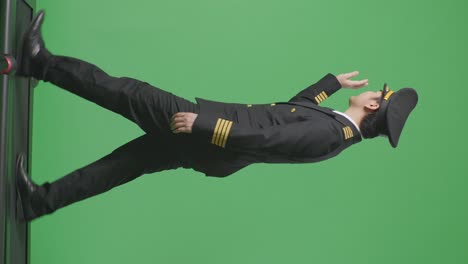 pilot walking on green screen