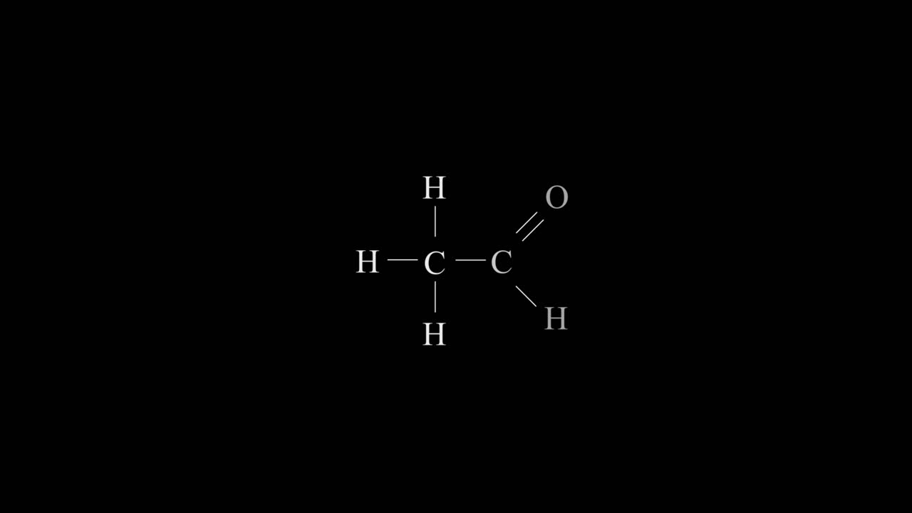 검은 바탕에 아세탈데히드의 화학 공식