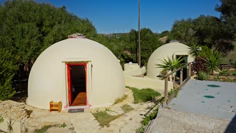 beautiful outdoor small dome accommodation buildings in tropical environment