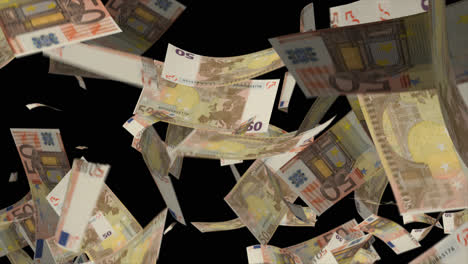 euro 50 banknotes falling