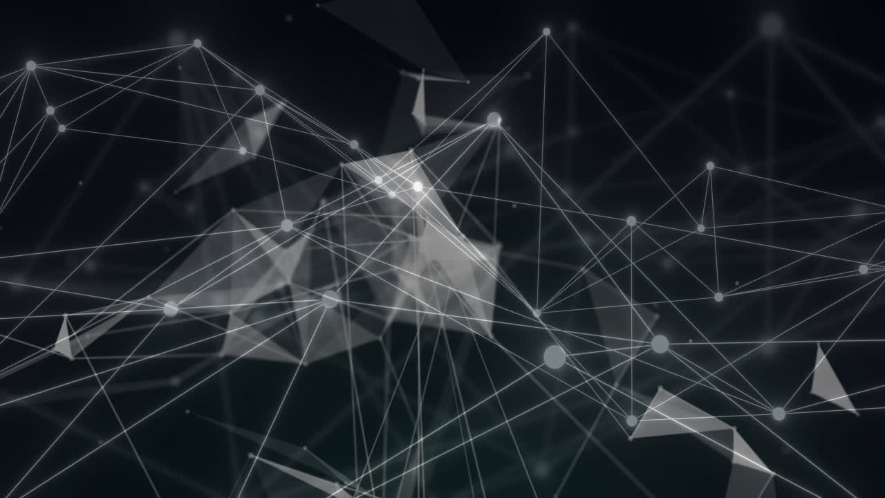 animación de la red de conexiones sobre formas sobre fondo negro