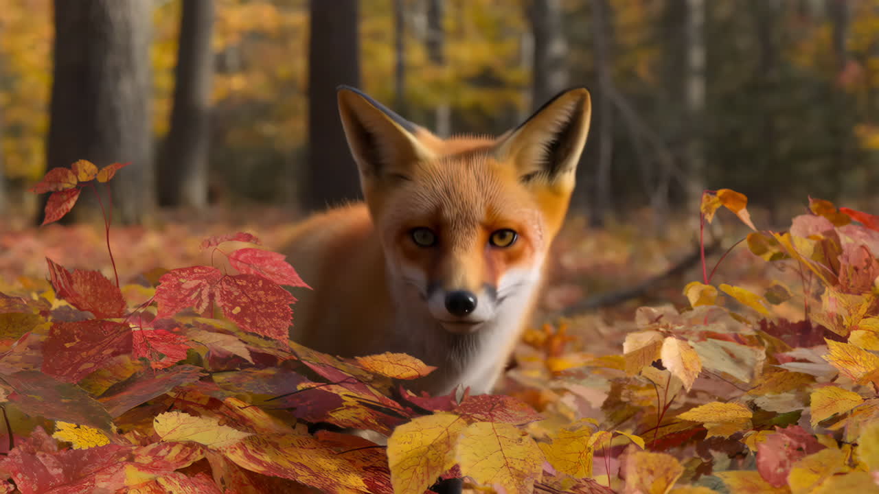 Red Fox in Autumn Forest