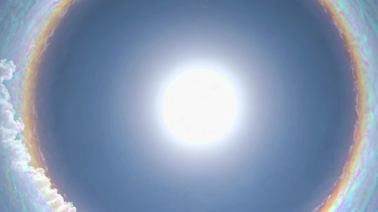 Fenômeno de Halo Solar no Céu Azul