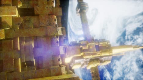 estación espacial y tierra. animación en 3d