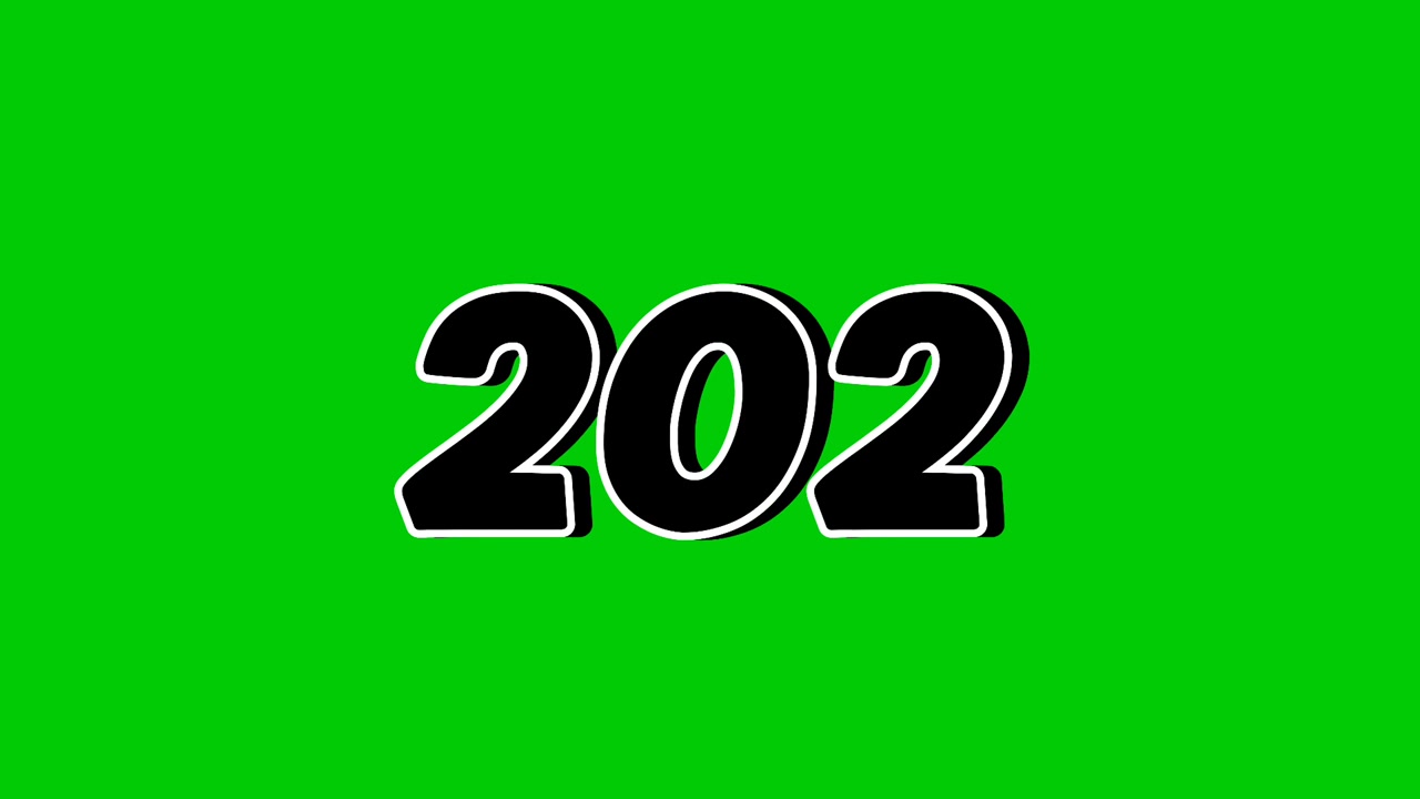 Number 202 Reveal Animation with Smoke Effect on Green Screen Black Cartoon Style Motion Graphic Element