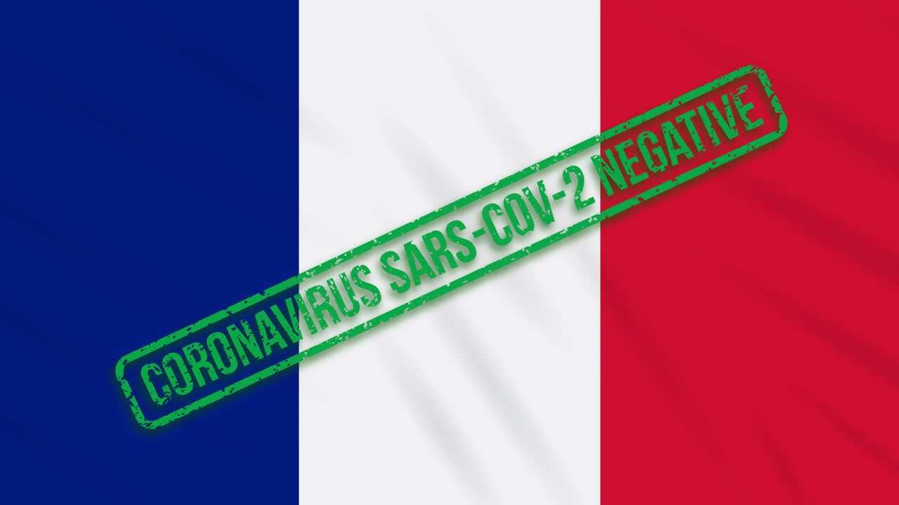 프랑스가 코로나 바이러스로부터의 자유의 녹색 스프를 가진 발을 흔들고 있습니다.