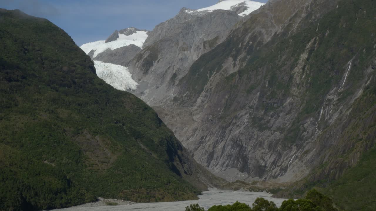 Waiho River Flowing Through The Franz Josef Glacier Valley In New Zealand
