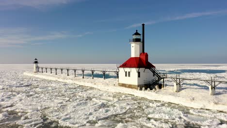 st. joseph lighthouse fly by drone 4k